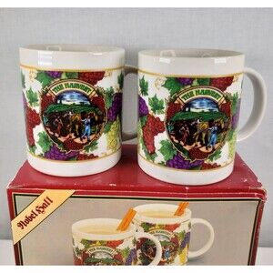 Vintage Nobel Hall Ceramic Grape Harvest Coffee Tea Mug Cup 10 Oz Orig Box Set